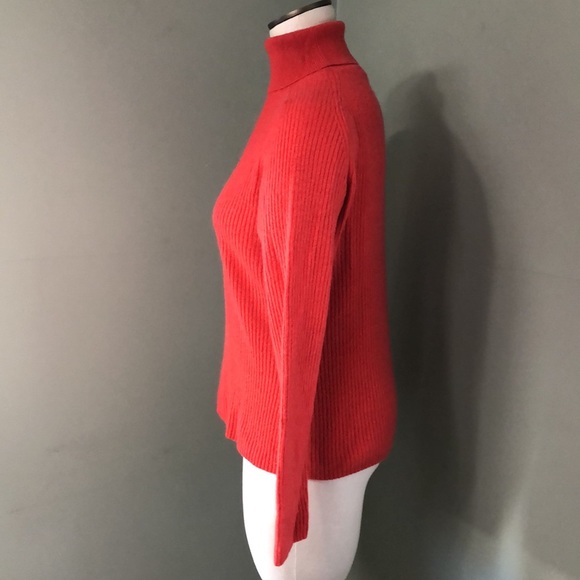 Merona 100% Cashmere Turtleneck Ribbed Knit Orange Large - Picture 4 of 9
